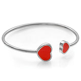 RED-ENAMEL DOUBLE-HEARTS LADIES CUFF