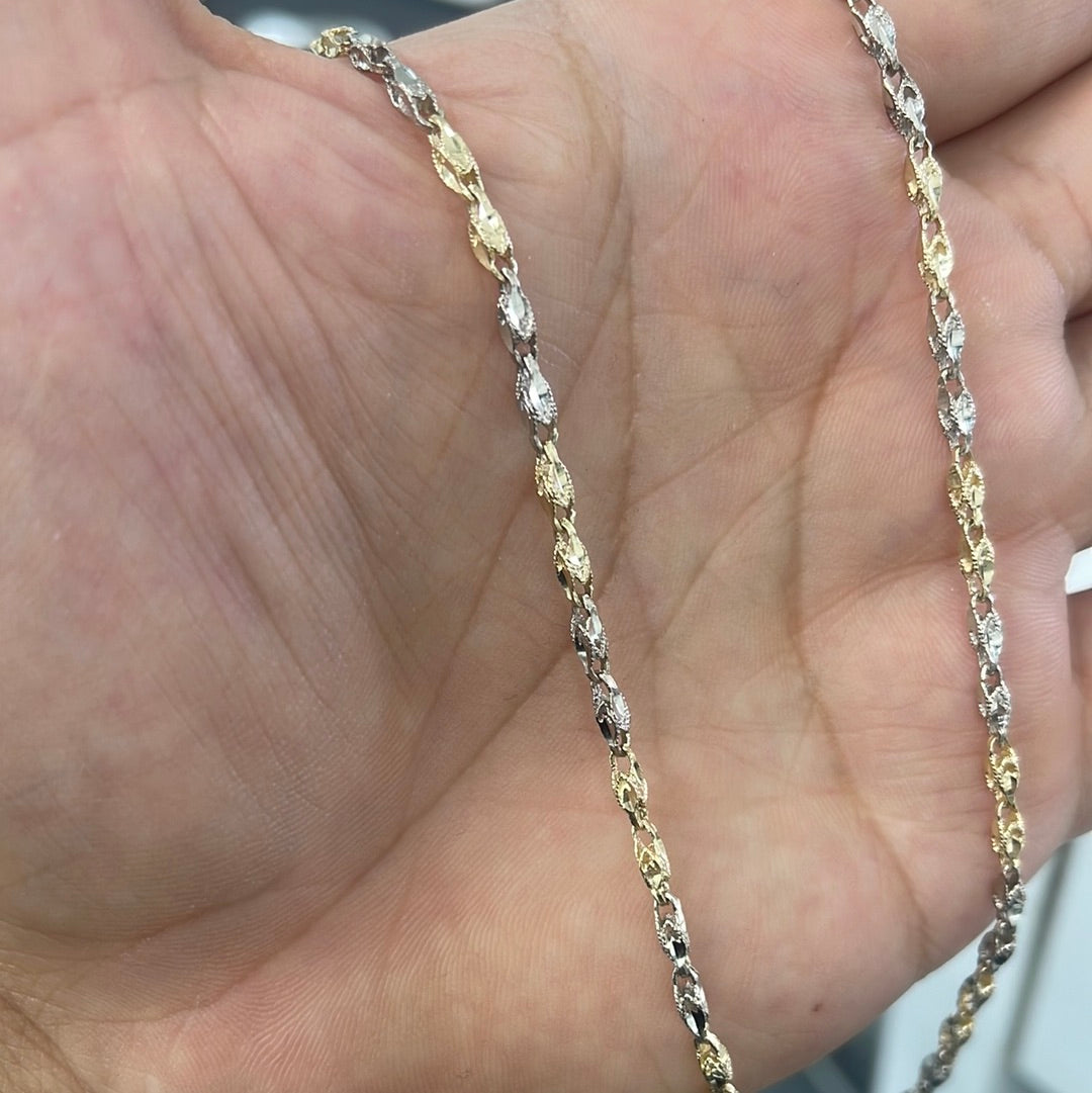 10K Gold Diamond Cut Bullet Chain