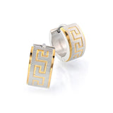 GREEK-KEY DESIGN HUGGIE-EARRINGS