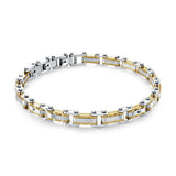 S.STEEL GOLD-IP BLACK CZ BRACELET