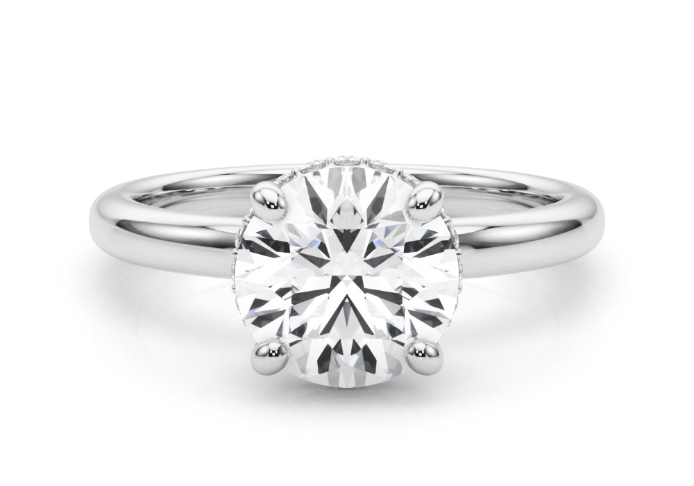 Classic Double Hidden Halo Engagement Ring-Irene