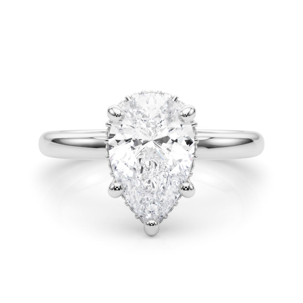 Pear Shape Double Hidden Halo Engagement Ring
