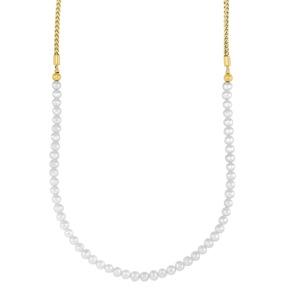 3.5MM FRANCO & PEARLS NECKLACE