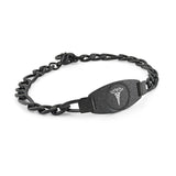 Black Stardust Medical Allergy Bracelet Figaro Link