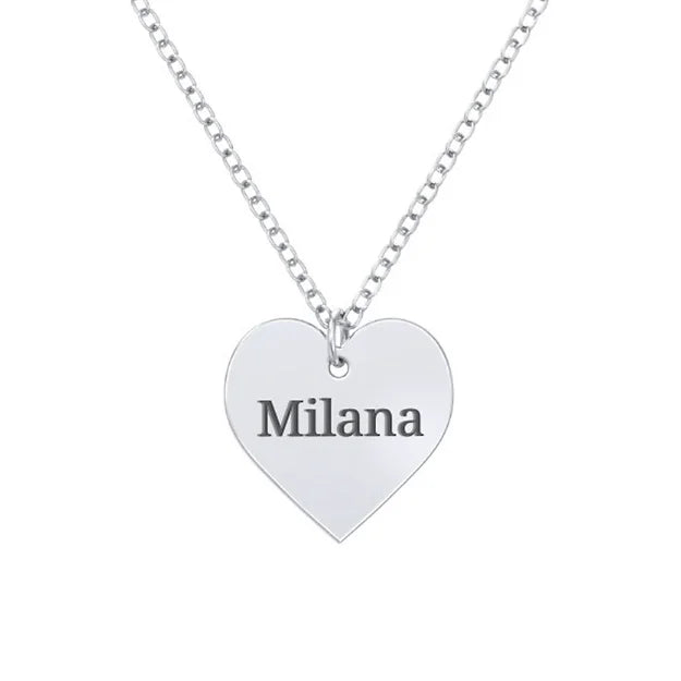 Heart Name Necklace Silver