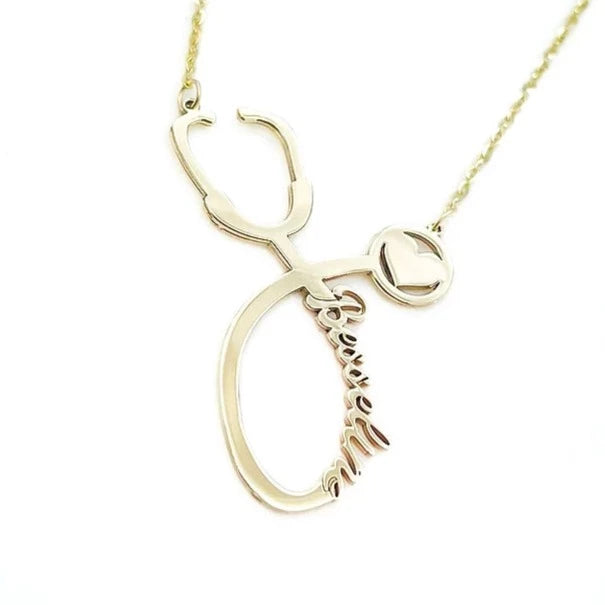 Stethoscope Gold Name Necklace