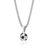 S.STEEL BLACK-IP MIX SOCCER BALL PENDANT-NECKLACE