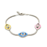 Colorful Evil Eye Tennis Bracelet Silver