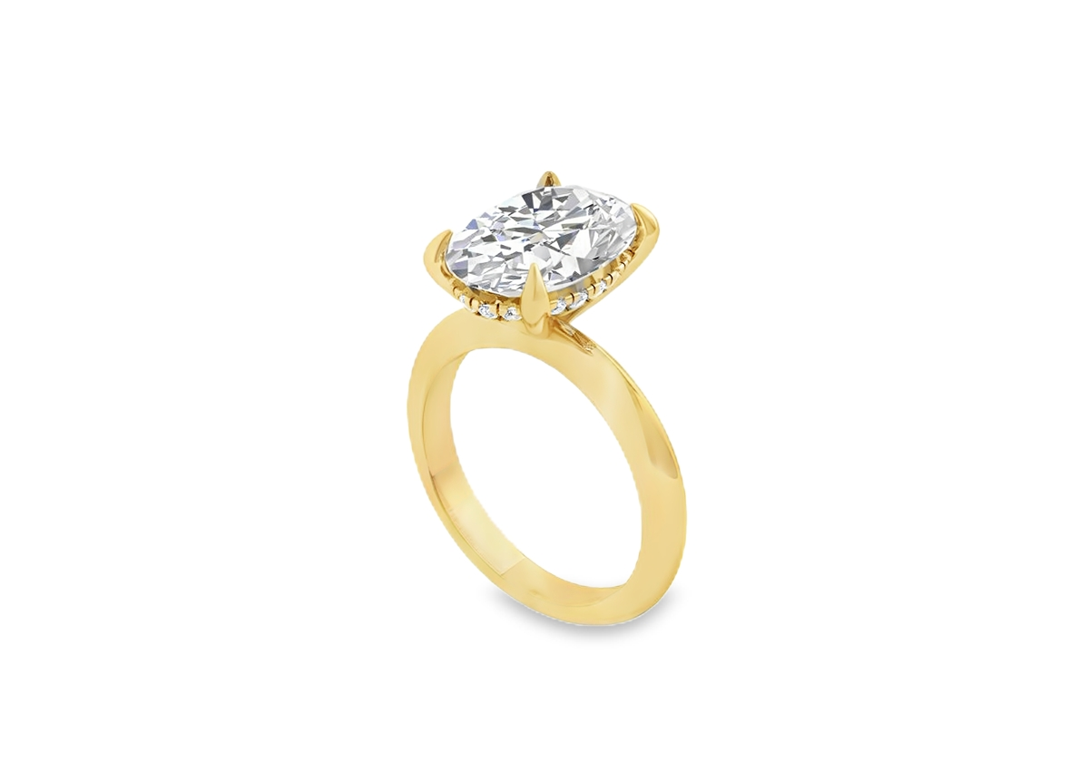 Oval Shape Diamond Hidden Halo Solitaire Elodie Ring
