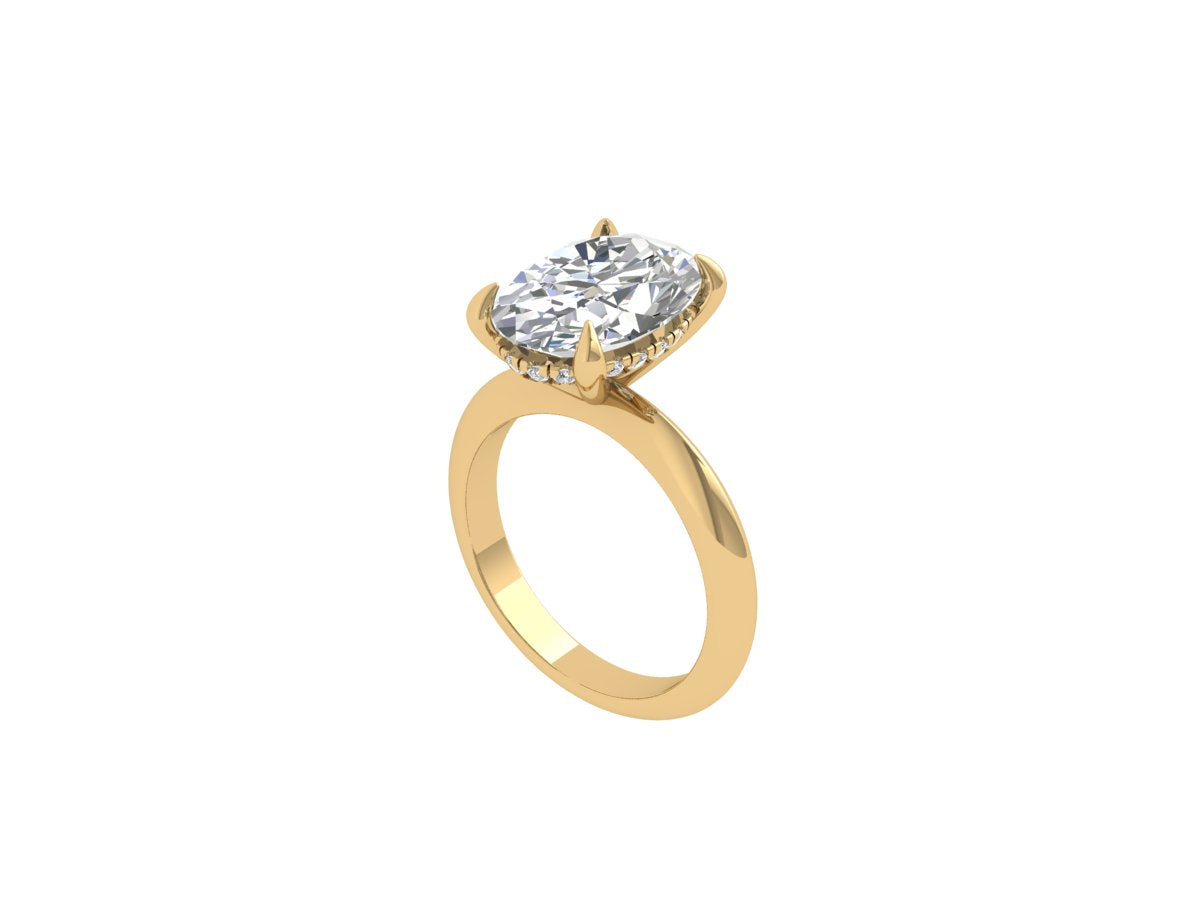 Oval Shape Diamond Hidden Halo Solitaire Elodie Ring