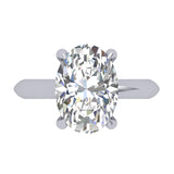 Bague solitaire Elodie avec halo caché et diamant de forme ovale