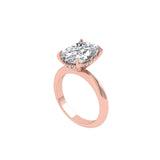 Bague solitaire Elodie avec halo caché et diamant de forme ovale