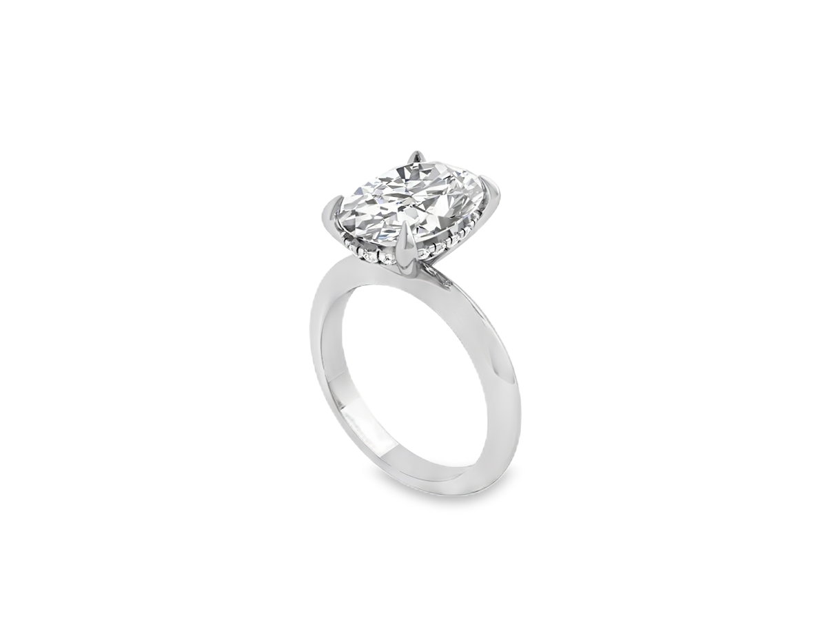 Oval Shape Diamond Hidden Halo Solitaire Elodie Ring