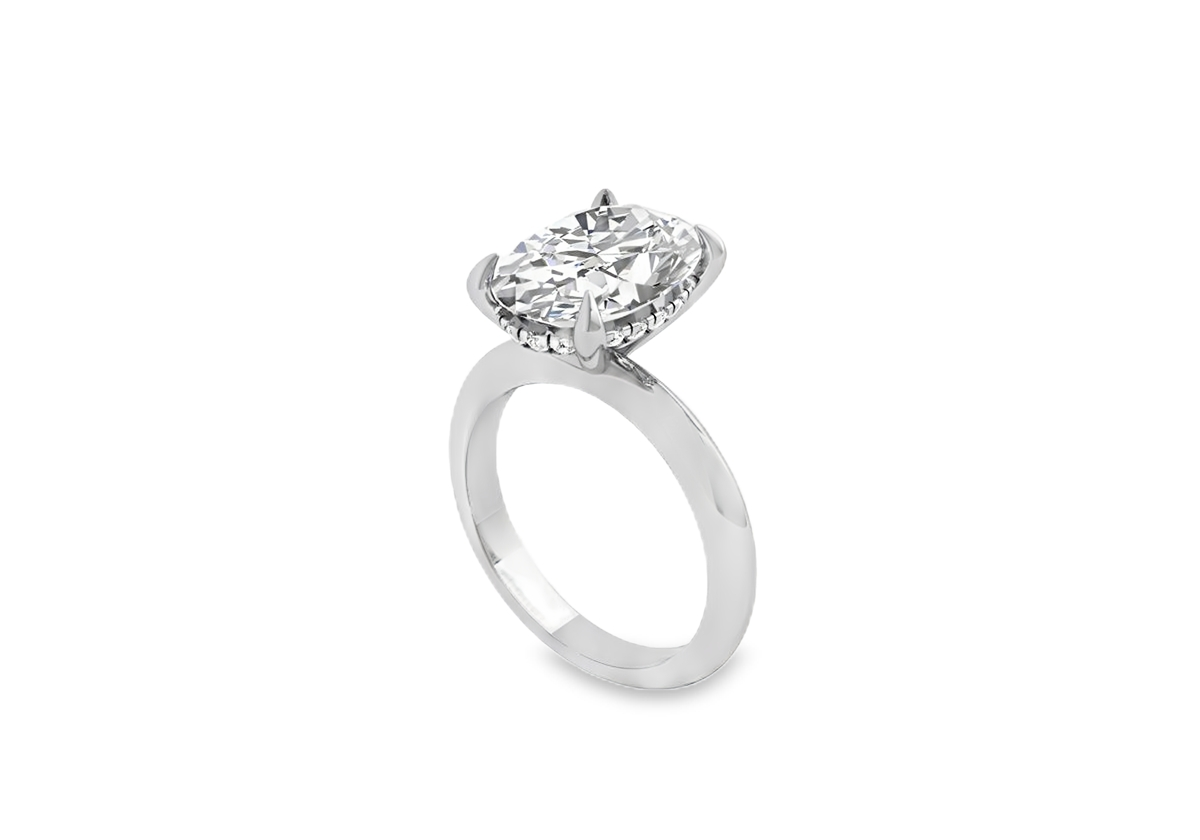 Oval Shape Diamond Hidden Halo Solitaire Elodie Ring