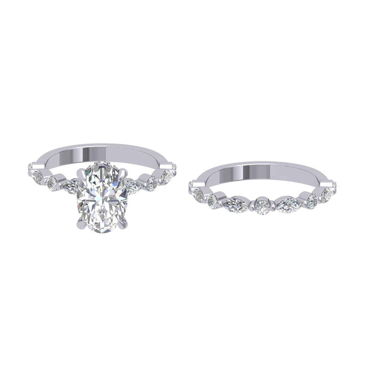 Oval Hidden Halo Diamond Engagement Ring