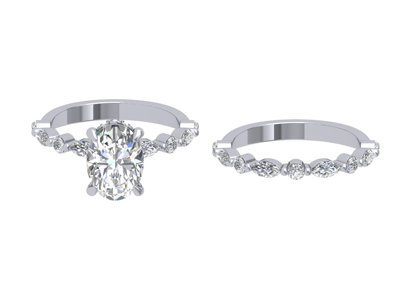 14K Oval Hidden Halo Diamond Engagement Ring-Joanna