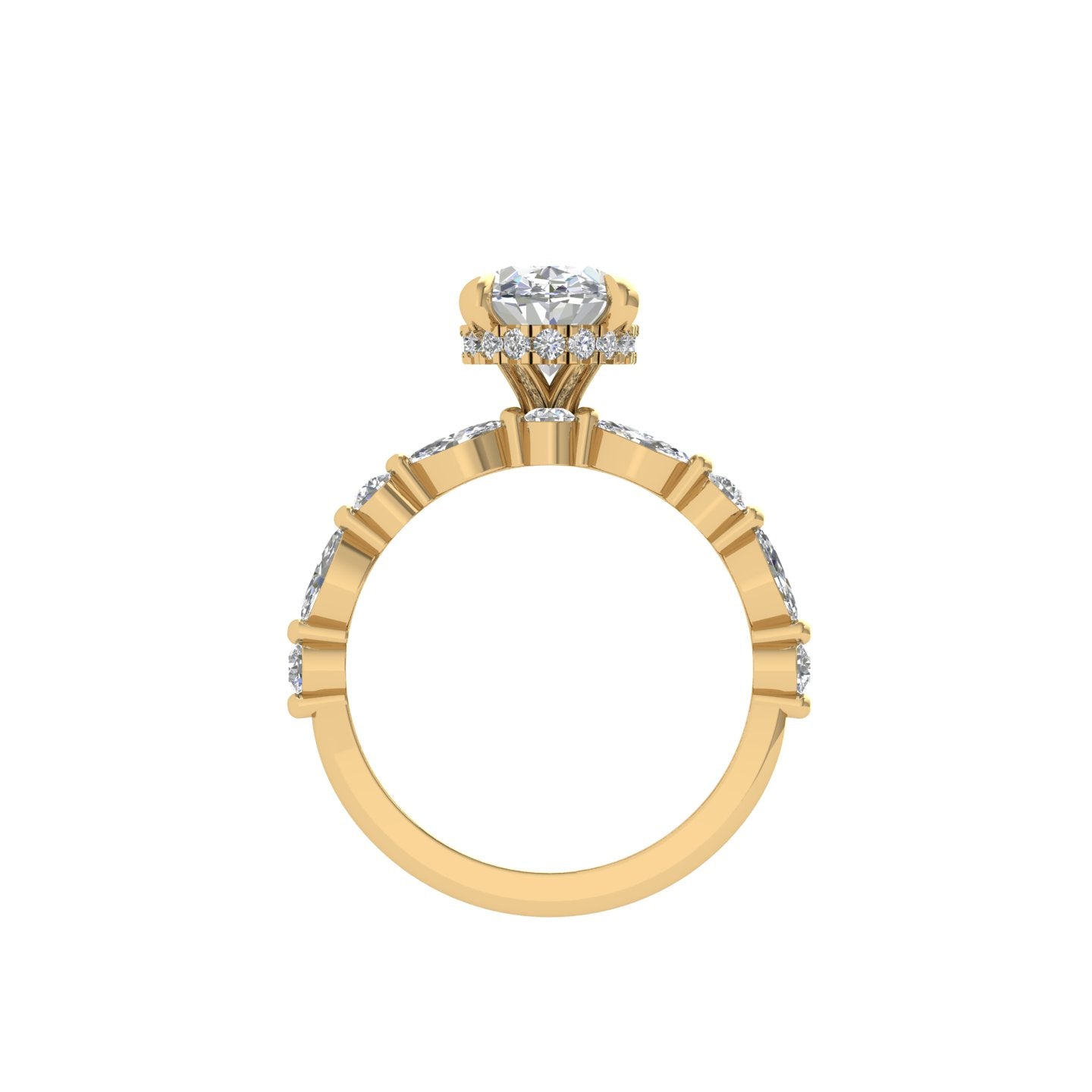 14K Oval Hidden Halo Diamond Engagement Ring-Joanna