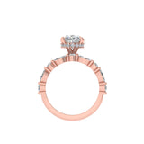 14K Oval Hidden Halo Diamond Engagement Ring-Joanna