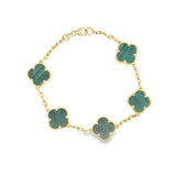 Grand bracelet trèfle turquoise en or 10 carats