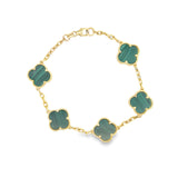 Grand bracelet trèfle turquoise en or 10 carats