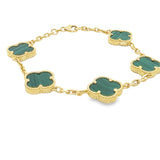 Grand bracelet trèfle turquoise en or 10 carats