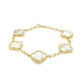 10K Gold Large White Mother of Pearl Bracelet