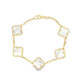 10K Gold Large White Mother of Pearl Bracelet