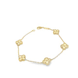 18k Gold Mini 5 Clover Ladies Bracelet
