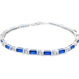 Blue Baguette Stone Bracelet Silver S925