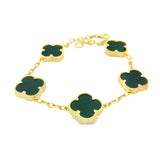 10K Gold Large Black Clover Bracelet