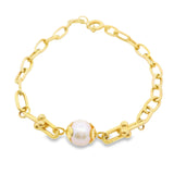 Bracelet trombone en or 10 carats et nacre