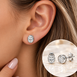 Oval Diamond Bezel Stud Earrings -14K