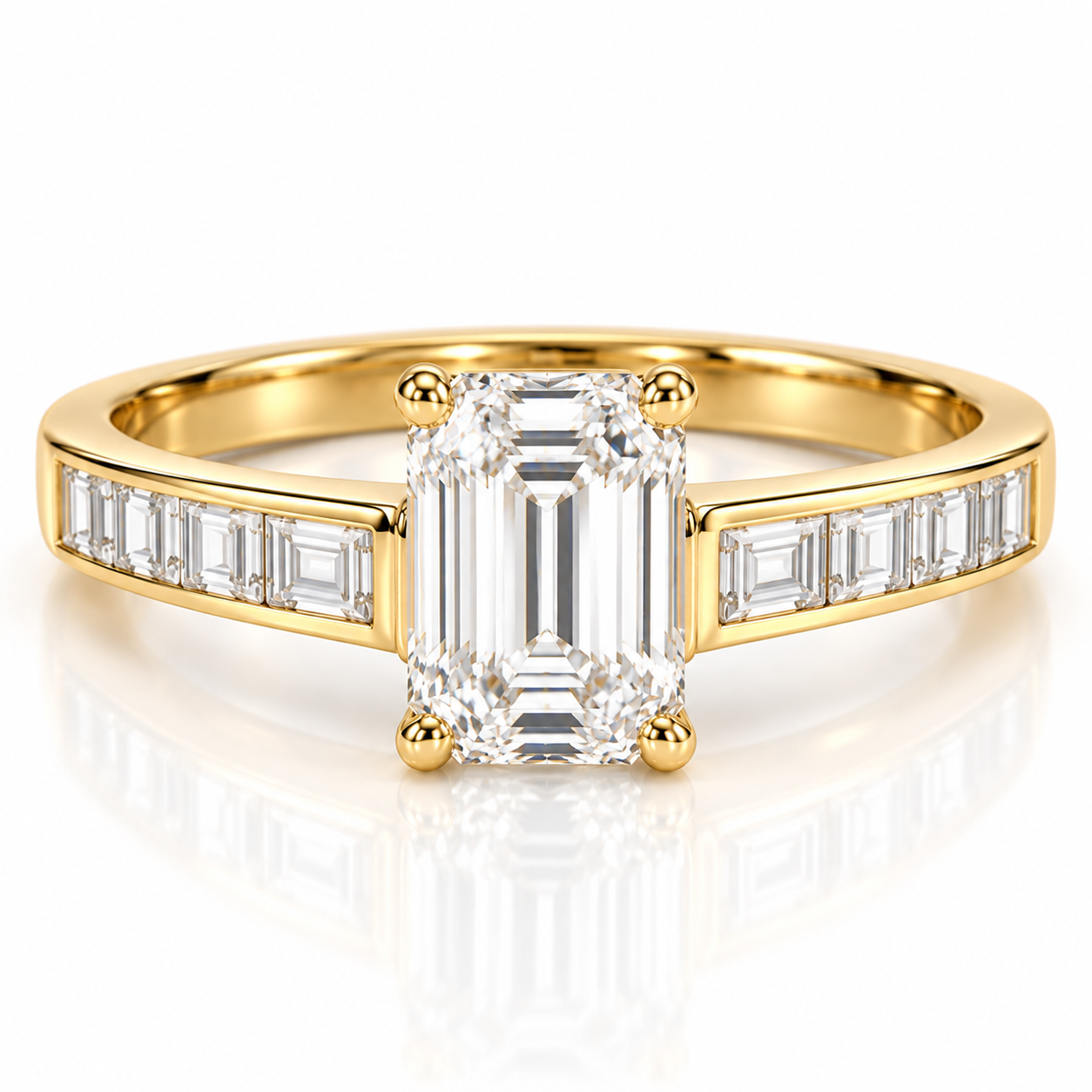 Emerald Cut & Baguette Diamond Engagement Ring