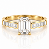 Emerald Cut & Baguette Diamond Engagement Ring