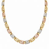 Tri-Color Greek Key Gold Necklace