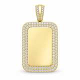 10K Gold Memory Pendant Zirconia - Rectangle