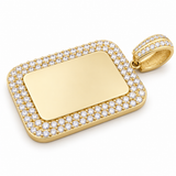 10K Gold Memory Pendant Zirconia - Rectangle