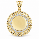 10K Gold Memory Pendant Zirconia - Cuban