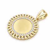 10K Gold Memory Pendant Zirconia - Cuban