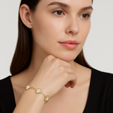 Large Silver G-P White Clover Bracelet S925