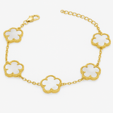 Large Silver G-P White Clover Bracelet S925