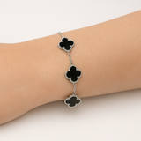 Large Black Clover Bracelet Silver S925
