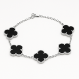 Large Black Clover Bracelet Silver S925