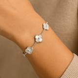 Large Silver Laser Clover Bracelet S925