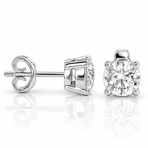 14K white or yellow gold lab-grown diamond stud earrings with butterfly backs