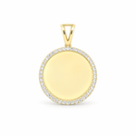 10K yellow gold 25 mm memory pendant set with cubic zirconia; complimentary color photo included
