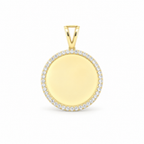 10K yellow gold 25 mm memory pendant set with cubic zirconia; complimentary color photo included