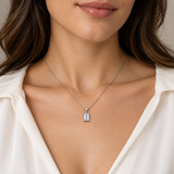 Emerald Cut Solitaire Diamond necklace - 14k