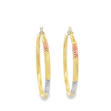 10K 3 Color Gold Earring Hoops