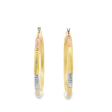 10K 3 Color Gold Earring Hoops